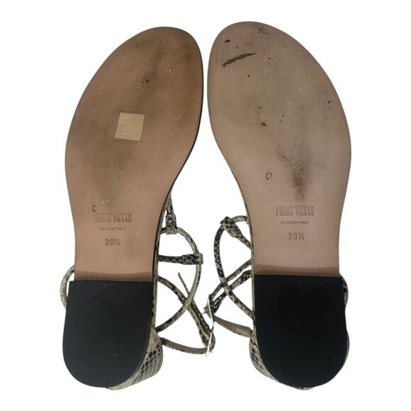 Paris Texas Jacky Python Printed Leather Thong Ankle Strap Flat Sandals Size 9.5 - Picture 8 of 13